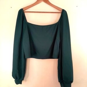 Shein Curve Long Sleeve Crop Top and Mini Skirt Set 4XL Hunter Green